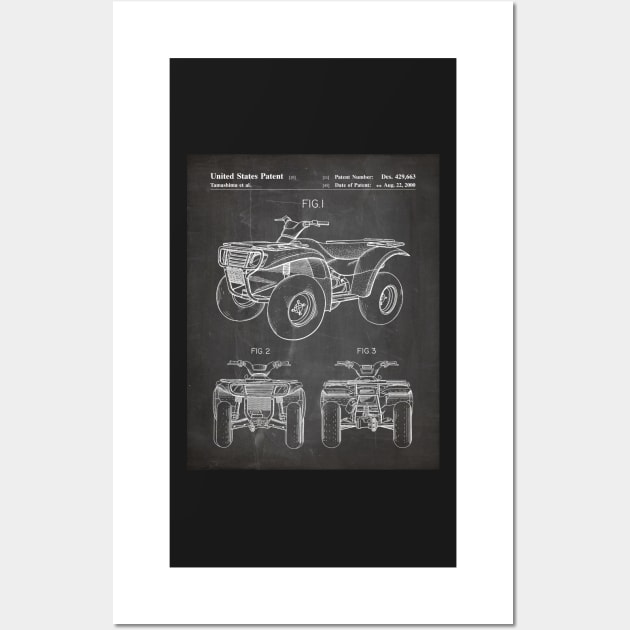 Atv Quad Bike Patent - Off-Roader Motorsports Fan Art - Black Chalkboard Wall Art by patentpress